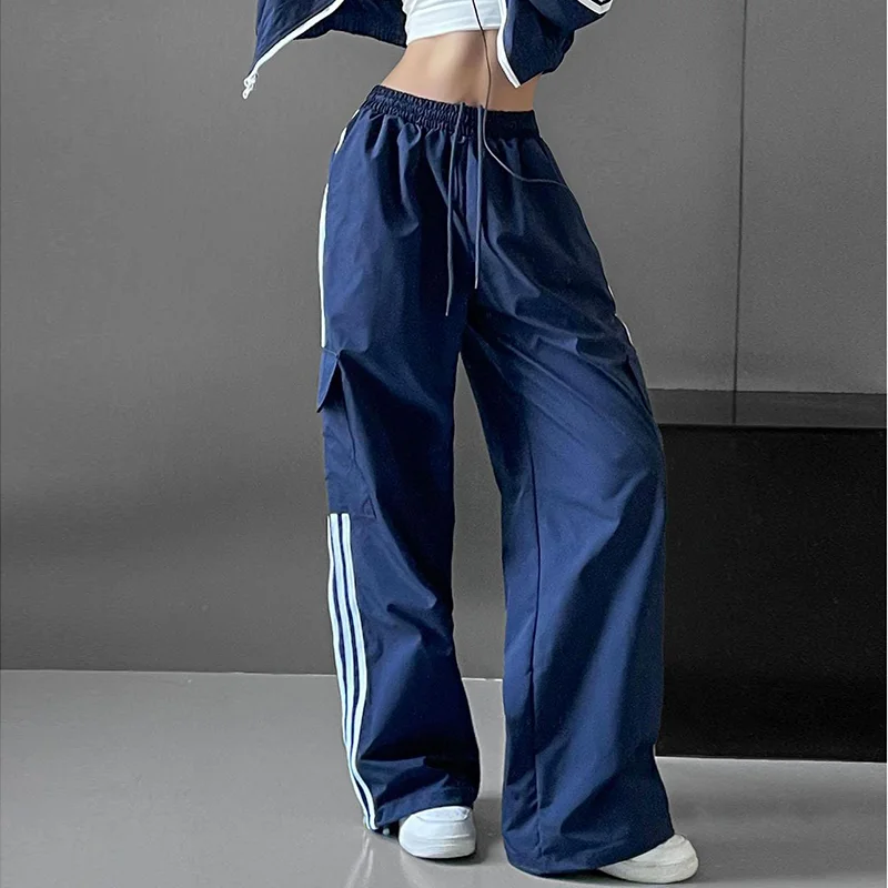 Women's Trackpants Wide Leg Cargo Striped Baggy | High Waist main image 0