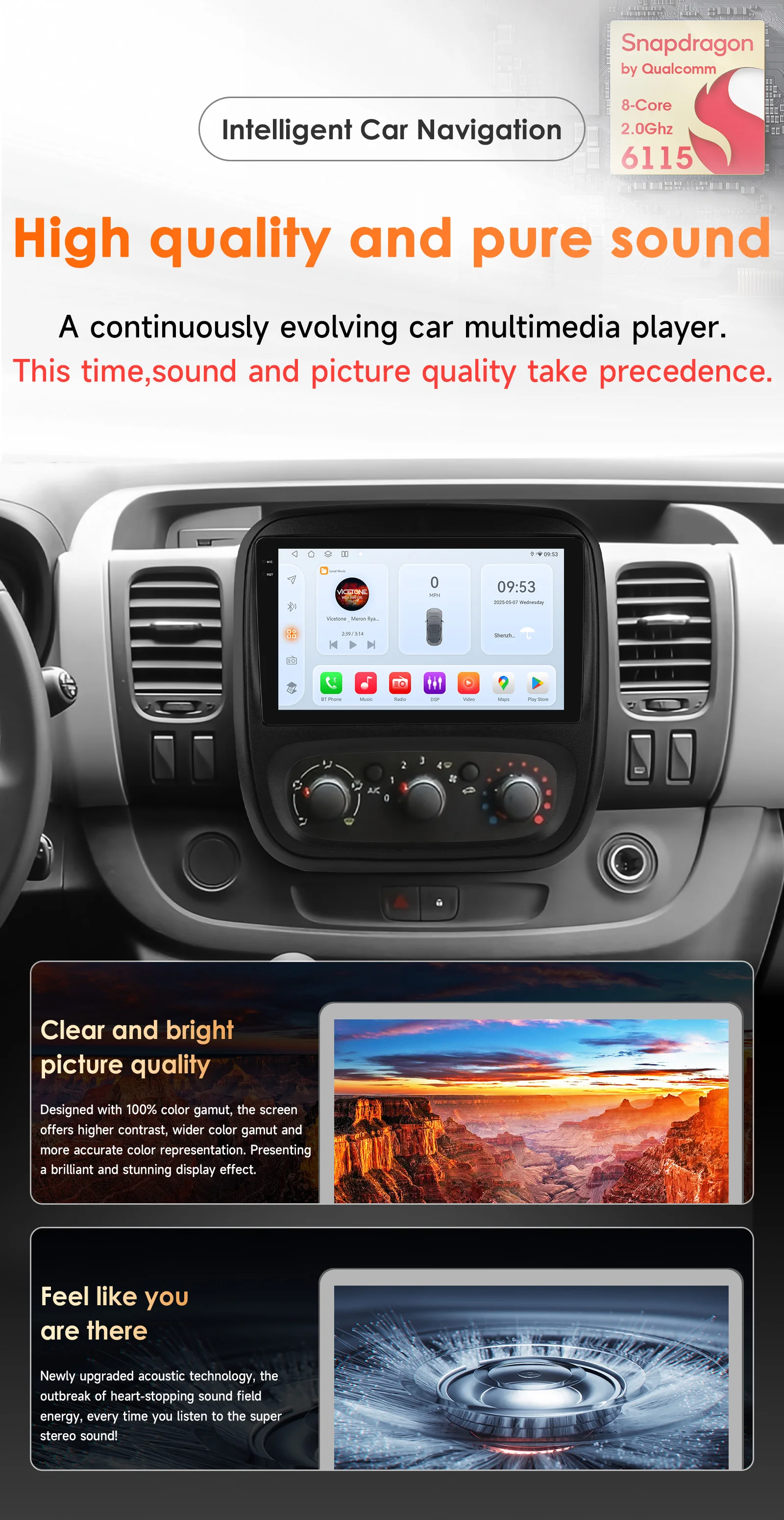 6115 Carplay Android 14 Autoradio Autoradio für Opel Vivaro B Renault Trafic 3 2014-2021 Multimedia-Player GPS 360 Kamera Bildschirm – Detail 2