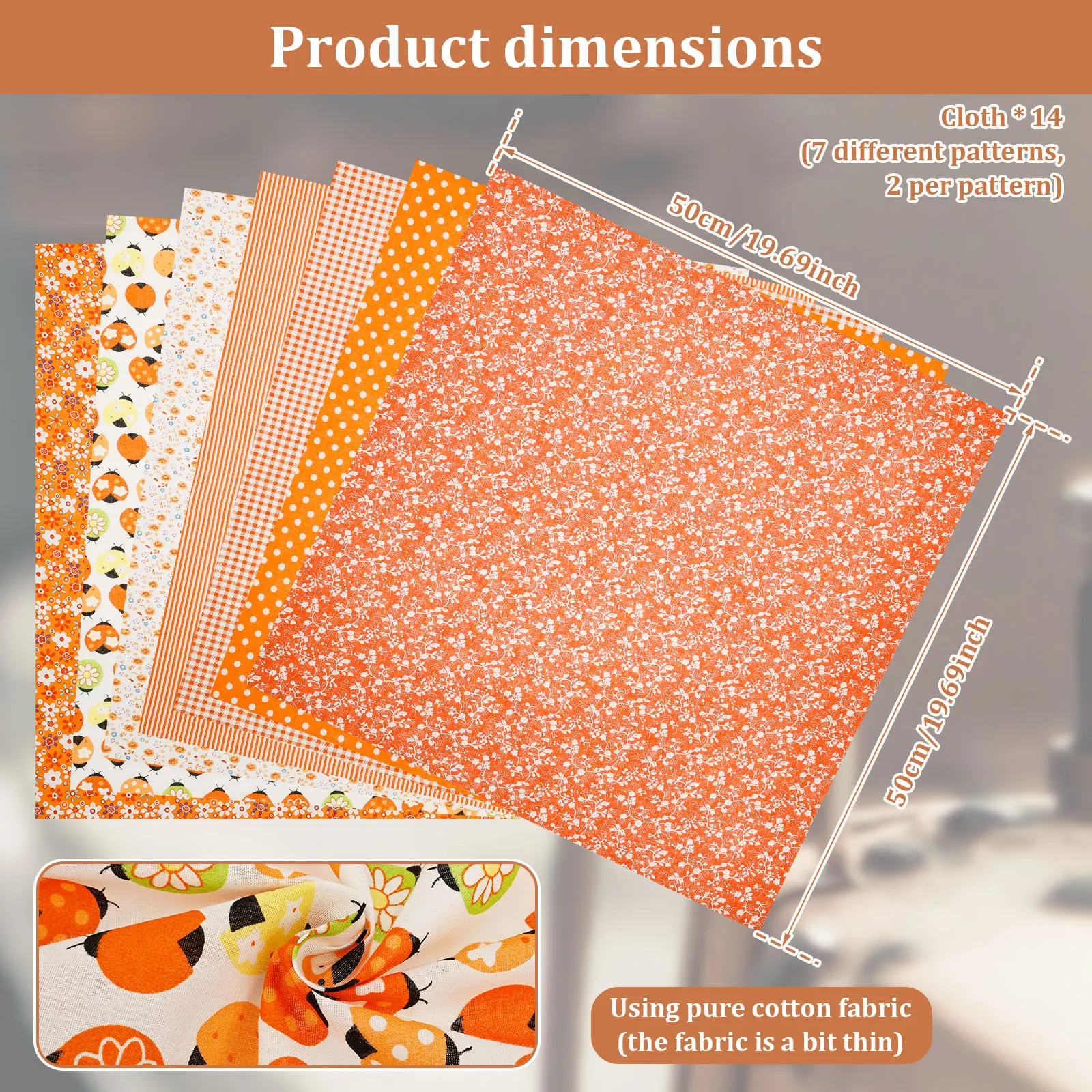 14/56Pcs Cotton Fabric Printed Cotton Fabric Sewing Soft Fabrics Bundle 25cm/50cm Quilting Fabrics for DIY Quilting Doll Clothes