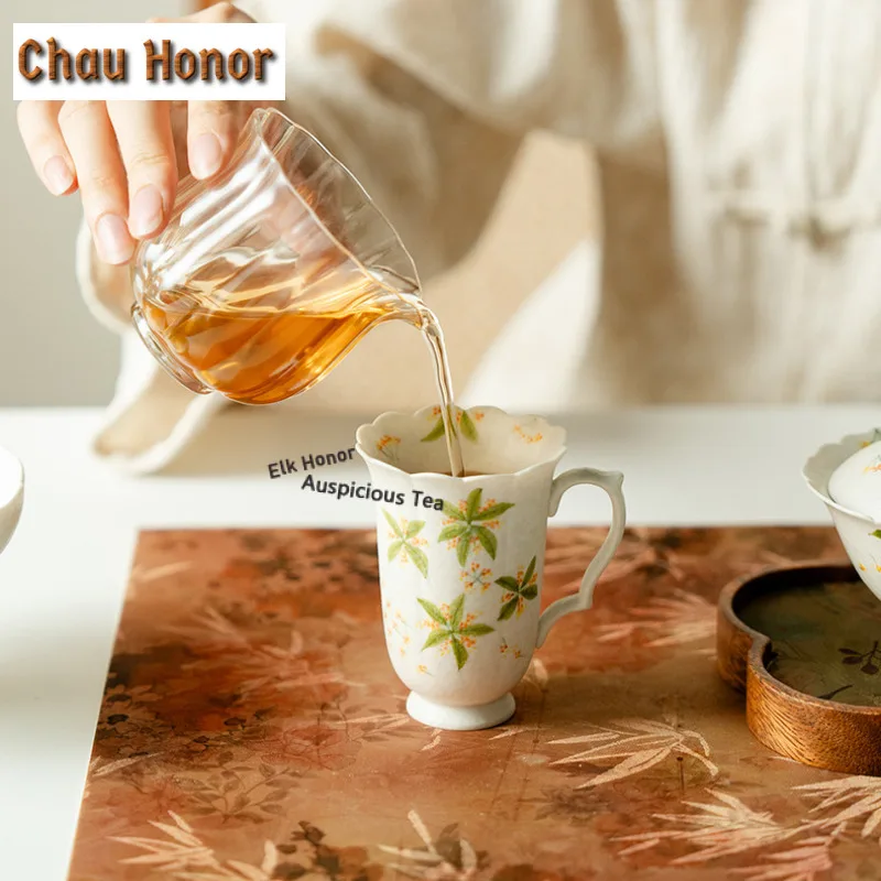 90ml Hand-painted Osmanthus Flowers Teacup Handmade Tea Bowl Tea Cup Set Tea-tasting Personal Cup Chazhan Master Cups Tableware