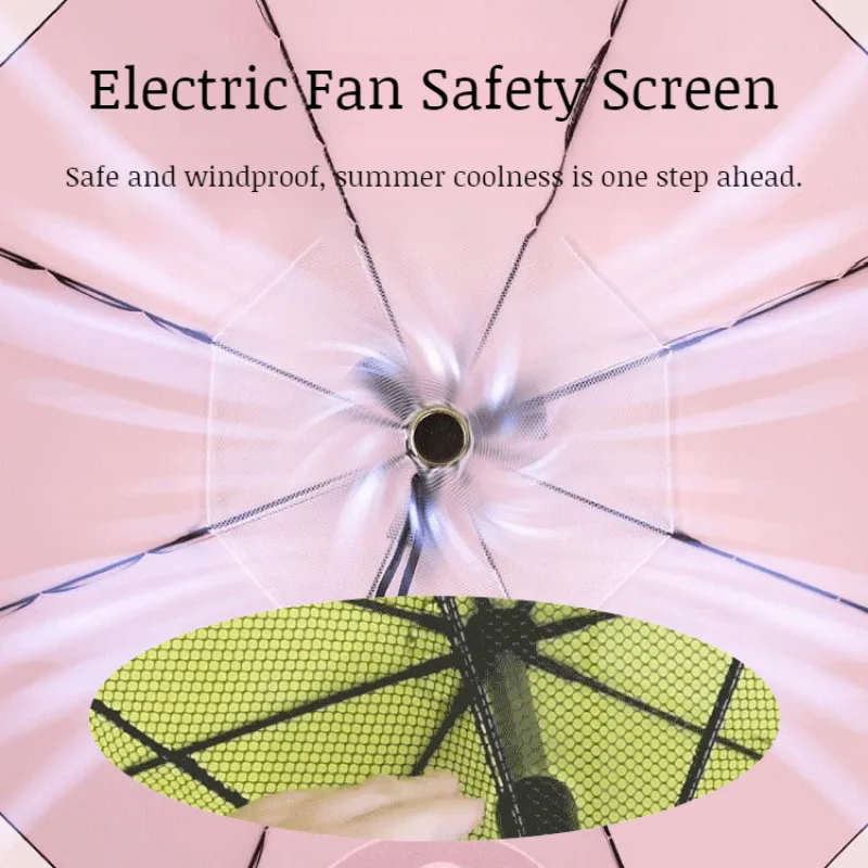 With fan cooling cooling sunshade umbrella sunny rain dualuse vinyl UV protection vinyl umbrella