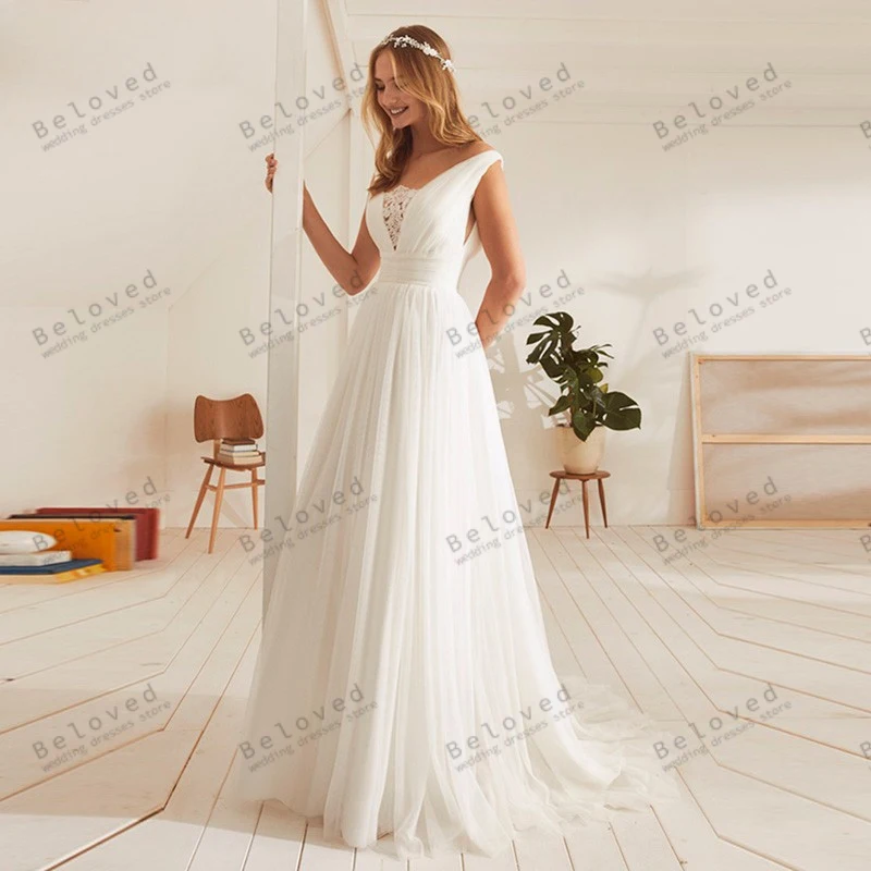 

Graceful Wedding Dresses A-Line Illusion Bridal Gowns Sexy Sleeveless Backless Robes For Formal Party Charming Vestidos De Novia