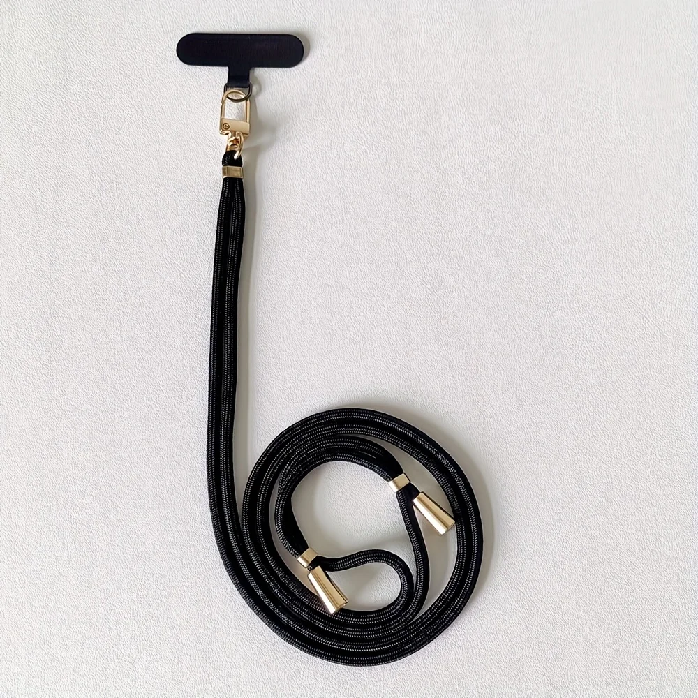 Versatile Black and Gold Adjustable Phone Lanyard for Hands-Free Outdoor Adventures