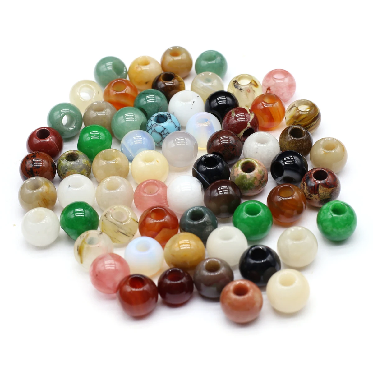 

2PCS Natural Semi-Precious Random Colour Round Beads Bead Fine Shape for DIY Charm Jewelry Accessories Making Manual Random Gift