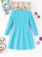 Robe à manches longues pour filles, imprimé Dots & Kitty, robe décontractée douce pour tous les jours, fête, cadeaux, printemps et automne 2