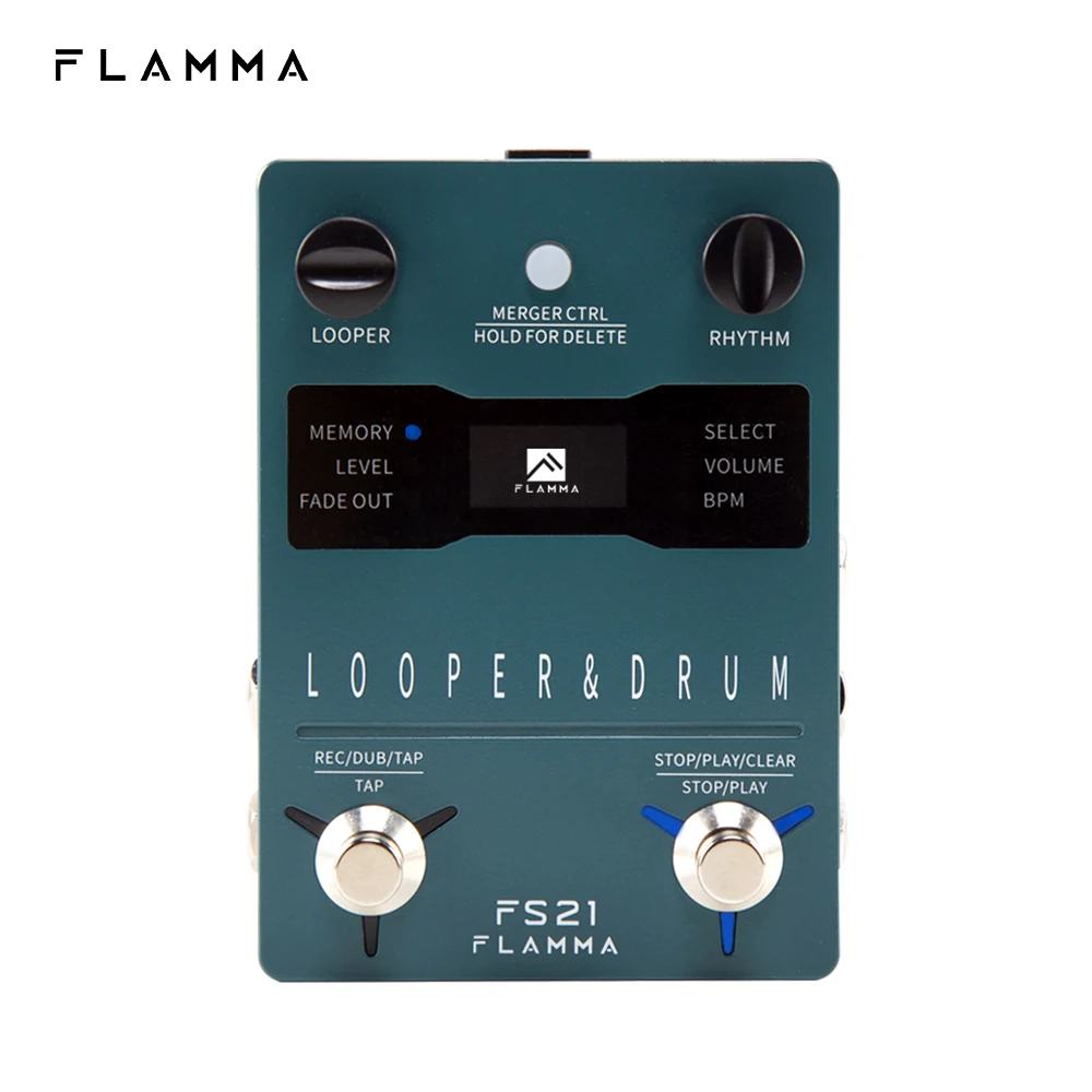 FLAMMA FS21 드럼 머신 루퍼 기타 이펙트 페달, 160 분 루퍼 100 드럼 그루브, LED 스크린 소프트웨어 편집 지원 