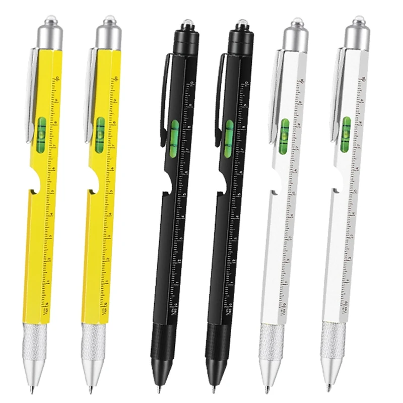 

9 In 1 Multitool Pen For Dad - Led Light, Stylus, Screwdriver, Opener, Ruler, Level Gifts For Boyfriend 6PCS