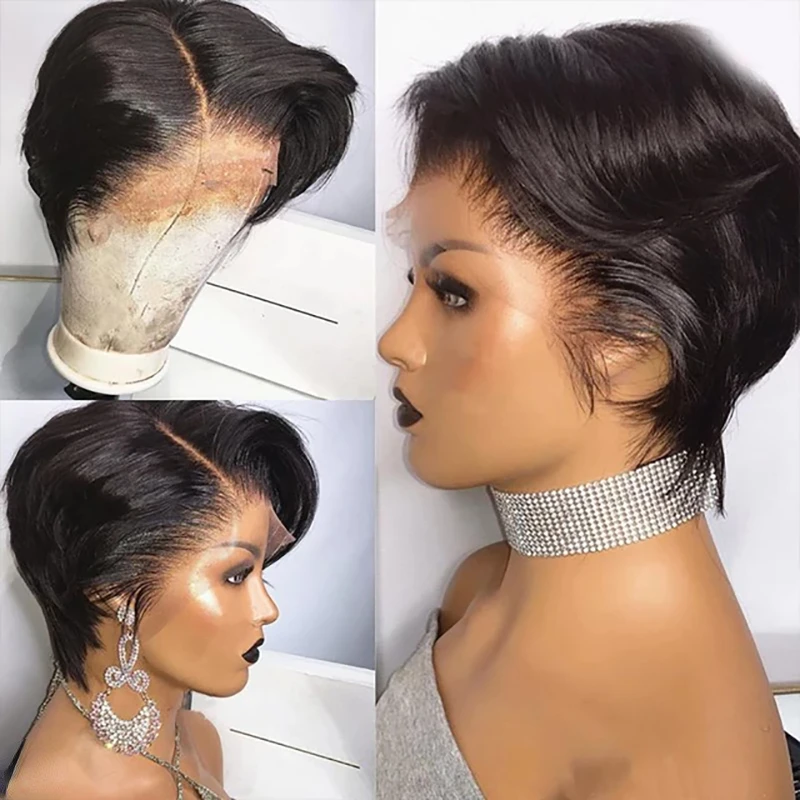 13x4x1 T Part Lace Wig Straight Short Bob Wig Remy Human Hair Wigs For Women