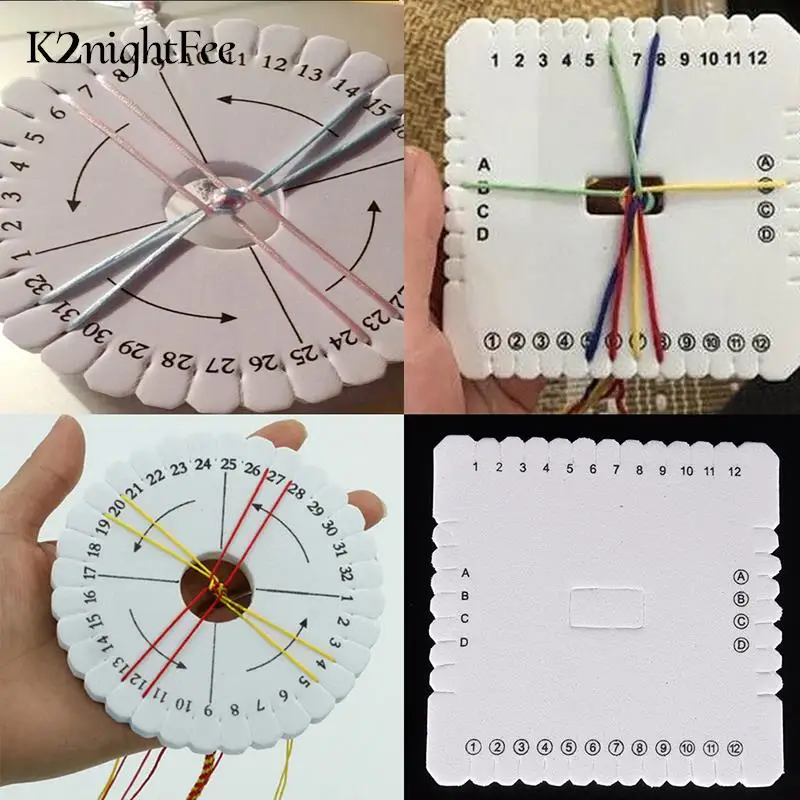 

1pcs Round Square Handmade Beading Cord Disk Braiding Plate DIY Braided Braided Rope Handmade Craft Jewelry Desgin Board