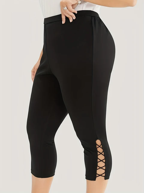 2023 new summer women plus size youth series pant leg fishing net design  fashion style slim cropped pants - AliExpress