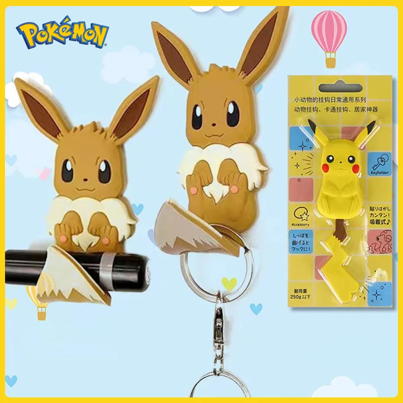 

Pokemon Seamless Hook Anime Pikachu Eevee Leafeon Sylveon Mew Towel Hooks Self Adhesive Wall Hanger Hat Racks Key Hanger Wall