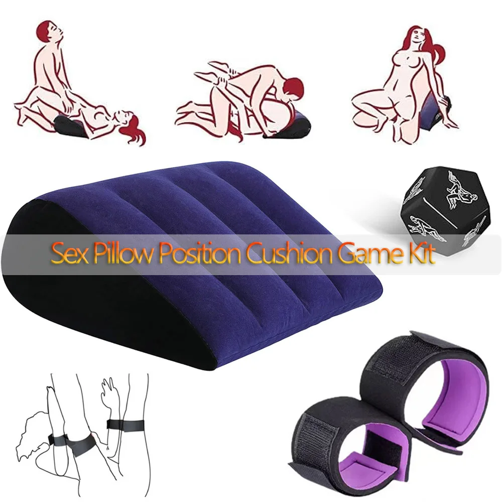 BDSM Kit Couples Pillow Dice Handcuffs Restraints Kit Sex Toys Position Cushion Inflatable Position Cushion for Deeper