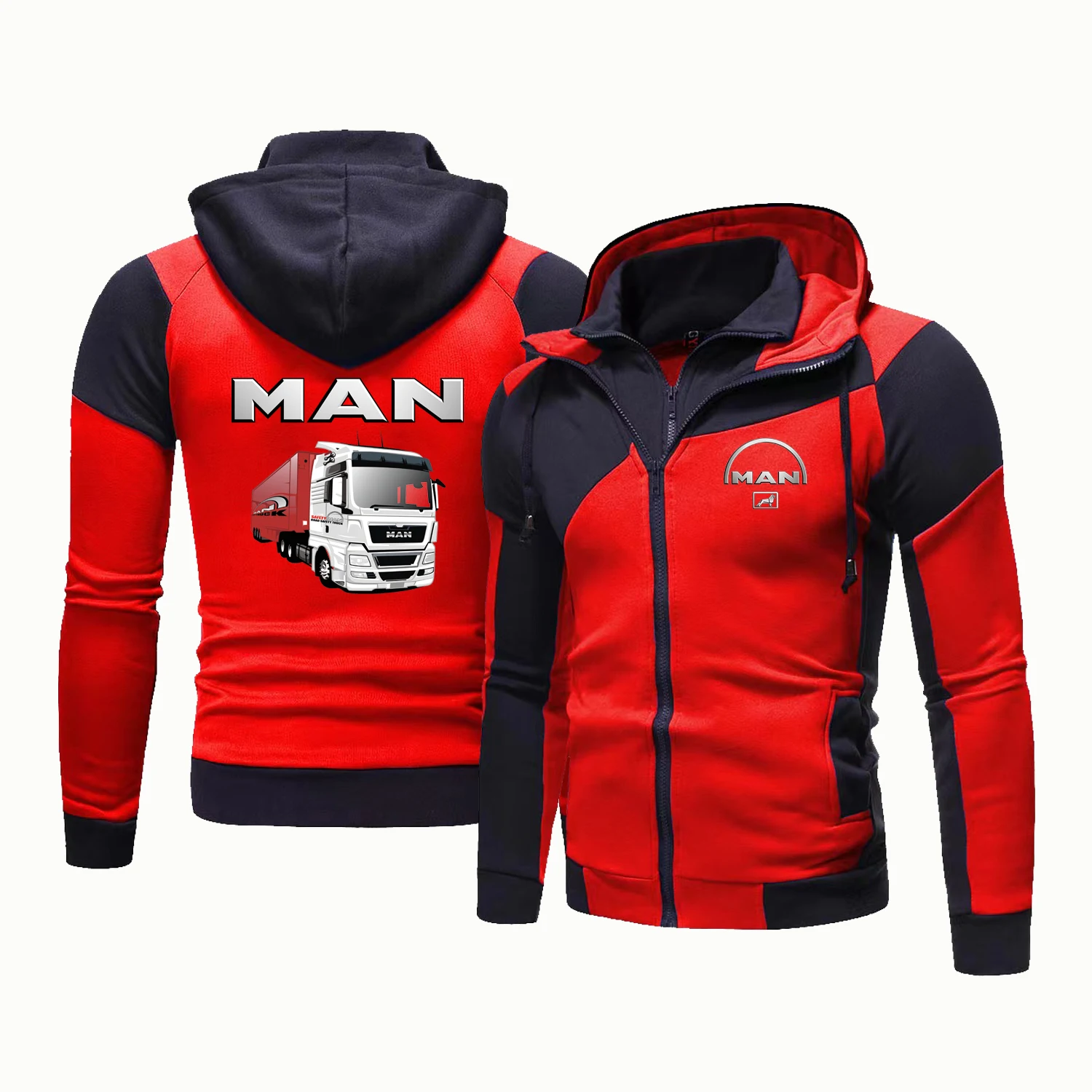 Brand Autumn Winter Hoodie Men's Truck MAN Car Brand Print Men's Zip Coat Hoodie and Sweatshirt Casual Jacket