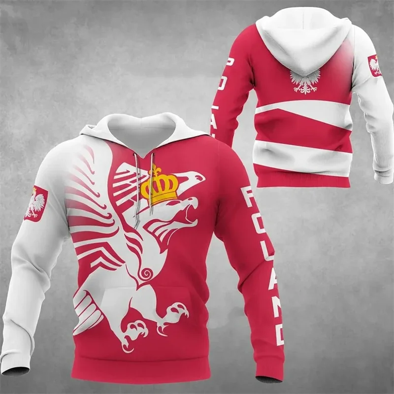 

3D Poland Flag Emblem Printing Hoodies Polish Spiritual Totem Graphic Hooded Sweatshirts Kid Fashion Hip Hop Pullovers Clothing