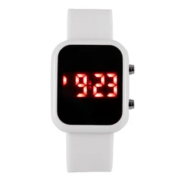 Elegant Women's Digital LED Watch with Square Silicone Strap (White)