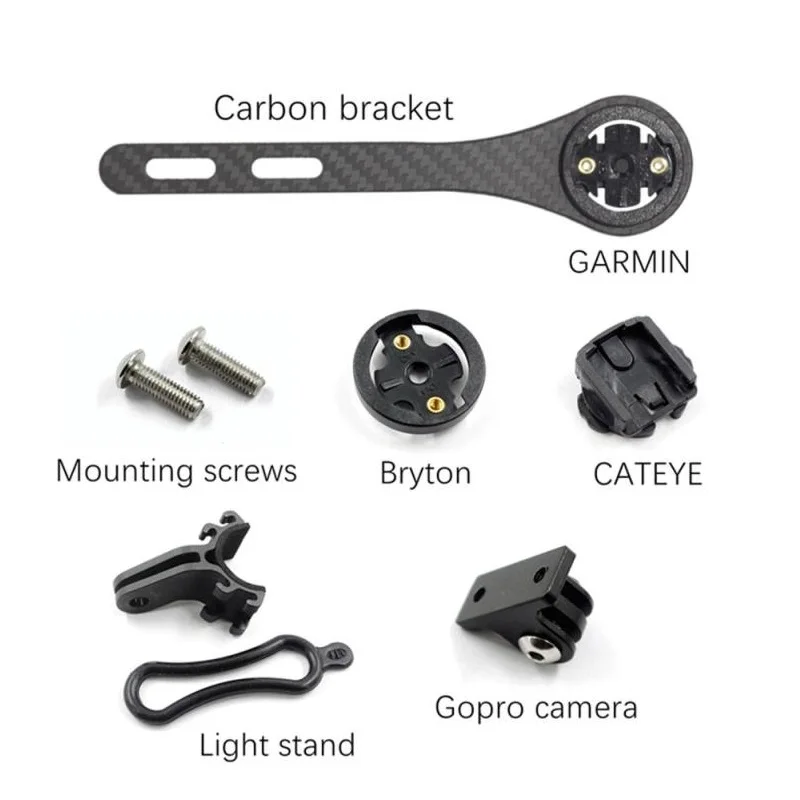 Carbon Bike Stem Extension Bracket Mount Holder GPS For Bryton GARMIN Edge D8W6 