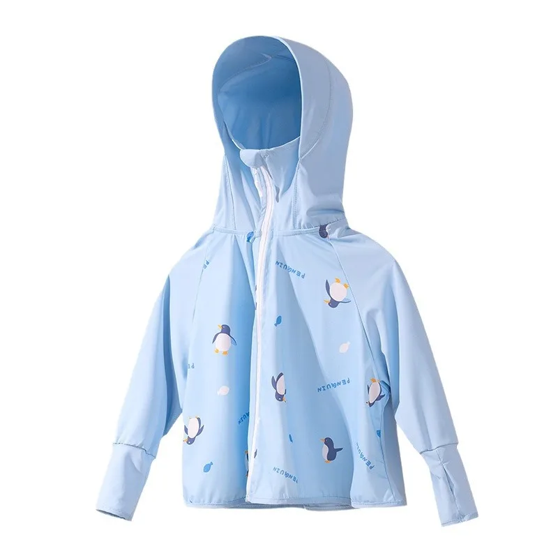 Children's Sunscreen Clothes Ice Silk Thin Sun Protection Clothes for Boys and Girls Breathable Sun Protection Baby Skin