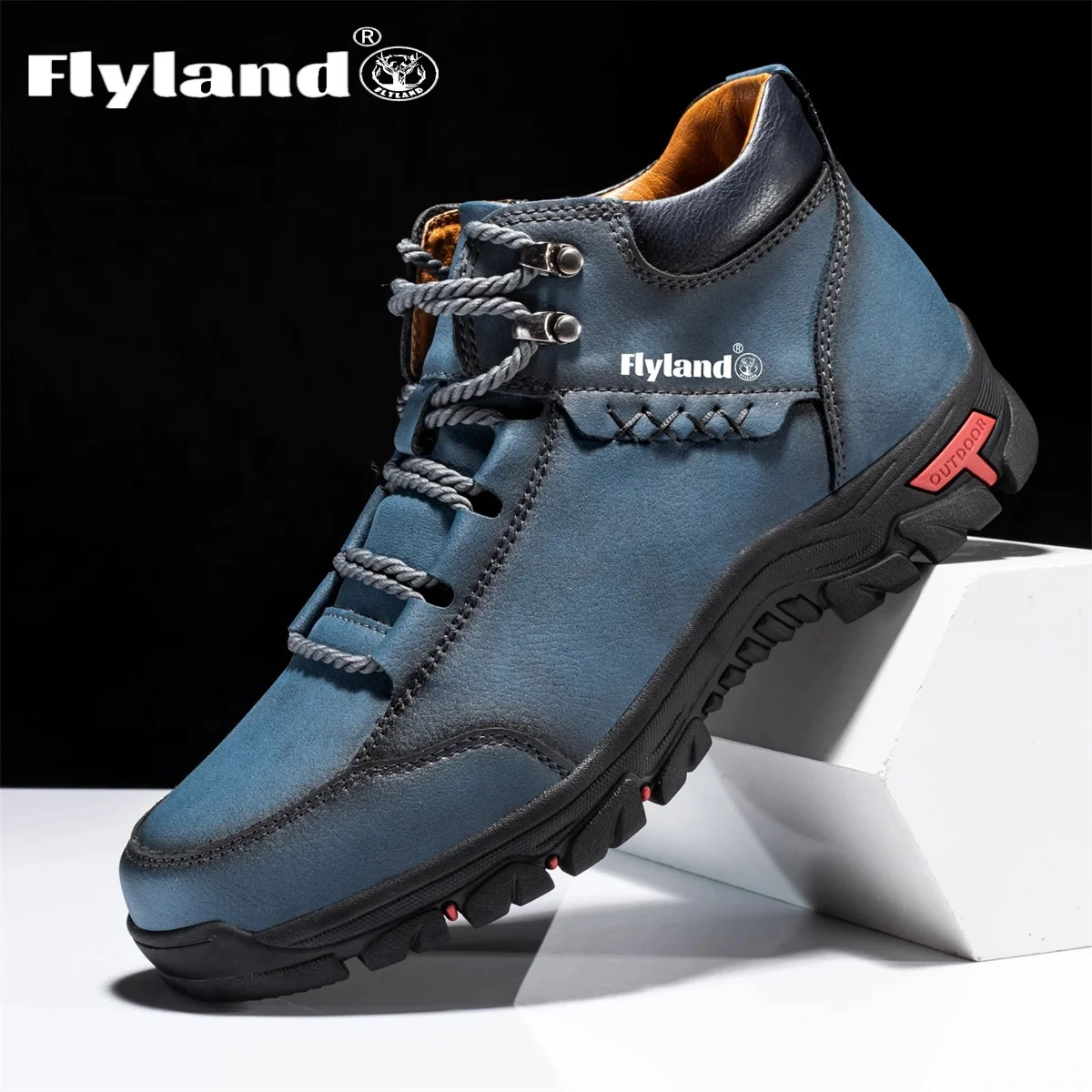 FLYLAND Classic Leather Casual Men's Shoes Business Driving Flats Fashion Ankle Boots 3