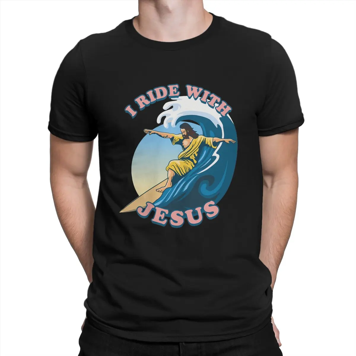 

Men's T-Shirts I Ride With Surfing Leisure Pure Cotton Tees Short Sleeve Jesus T Shirts Crewneck Tops Gift Idea