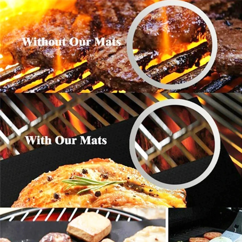 1/3PCS Reusable BBQ Grill Mat Barbecue Outdoor Baking Non-stick Pad Cooking Plate 44 * 33cm For Party Grill Mat grill mat