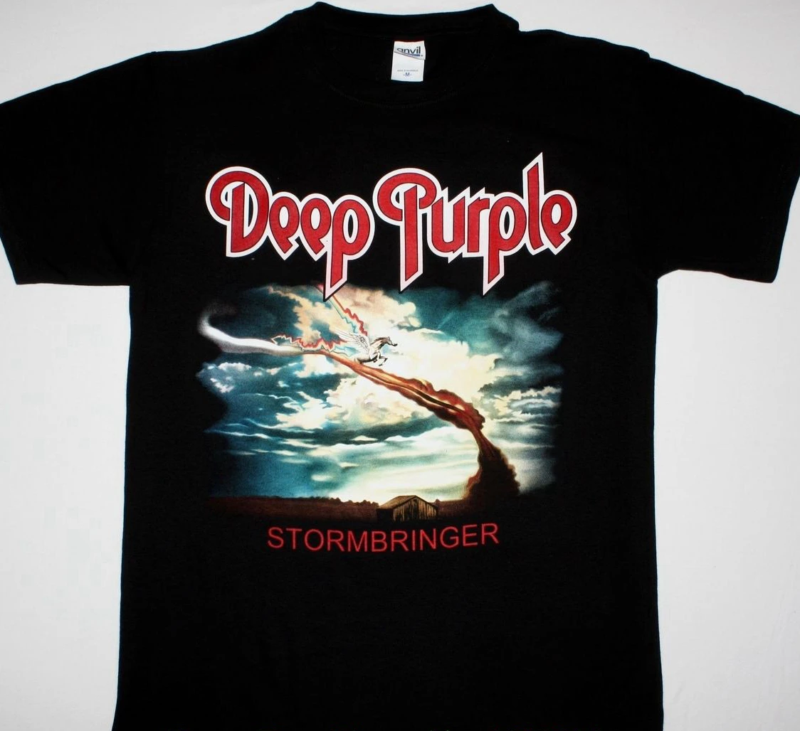 Deep Purple Stormbringer Maglietta Nera Coverdale Blackmore Rainbow Hard Rock