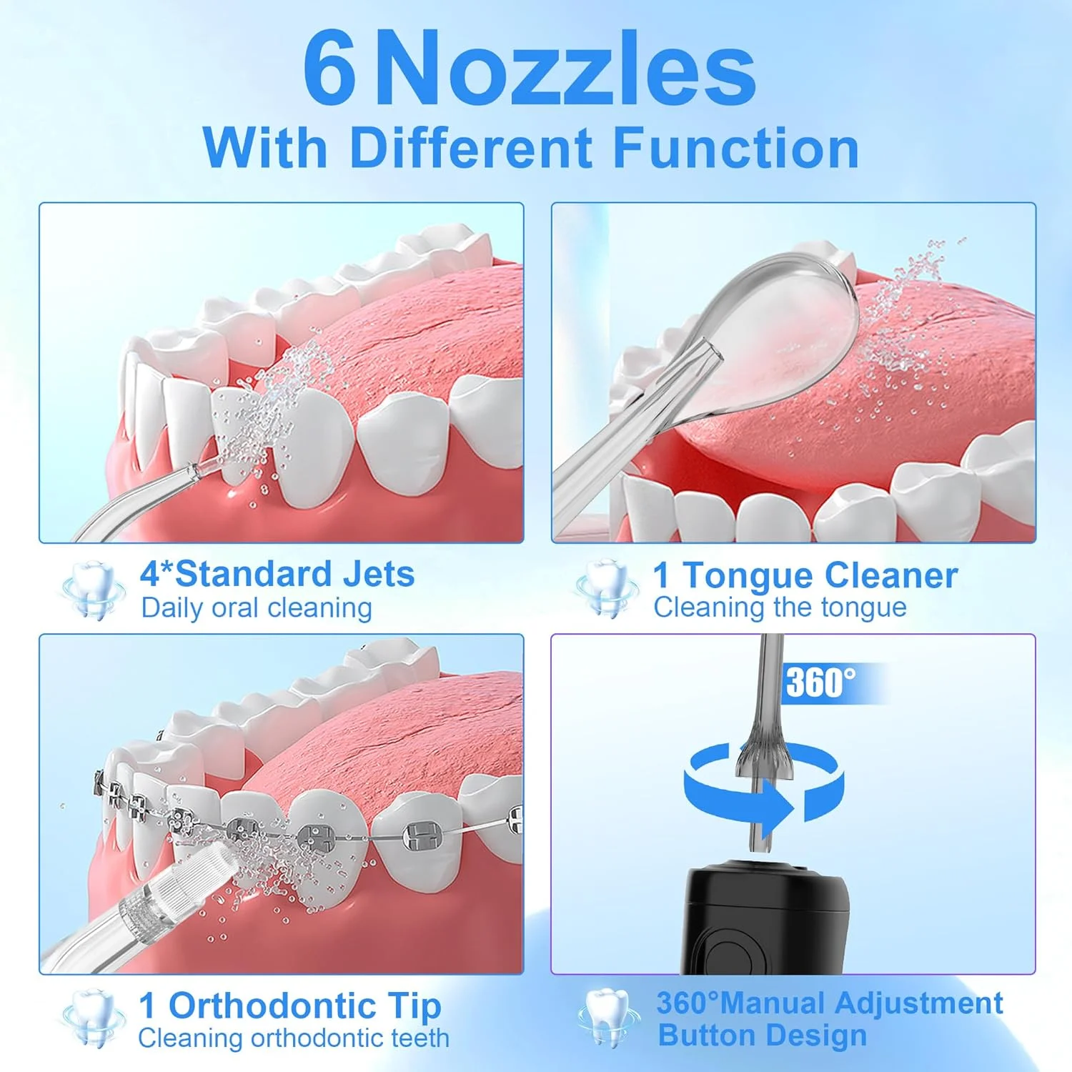 SEJOY Dental Oral lrrigator for Men Women Teeth Cleaner Portable Dental Water Flosser 4 Modes IPX7 Mouth Washing Machine