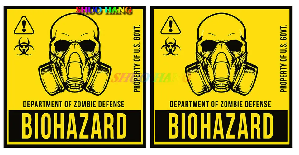 Autocollant Voiture Symbole Radioactif Biohazard - Style Zombie Warning