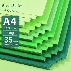 Vibrant Macaron Cardstock Paper - 230gsm, 10 Colors, 20 Sheets for DIY Crafting & Scrapbooking (A4 Green 35 Pcs)