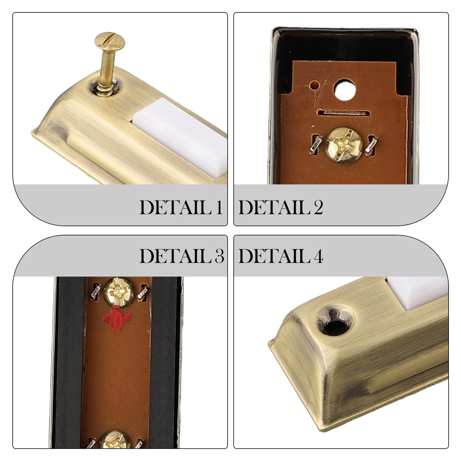 LED Lighted Door Chime Push Button Antique Brass Rectangular Lighted Door Bell Button Replacement Wired Doorbell
