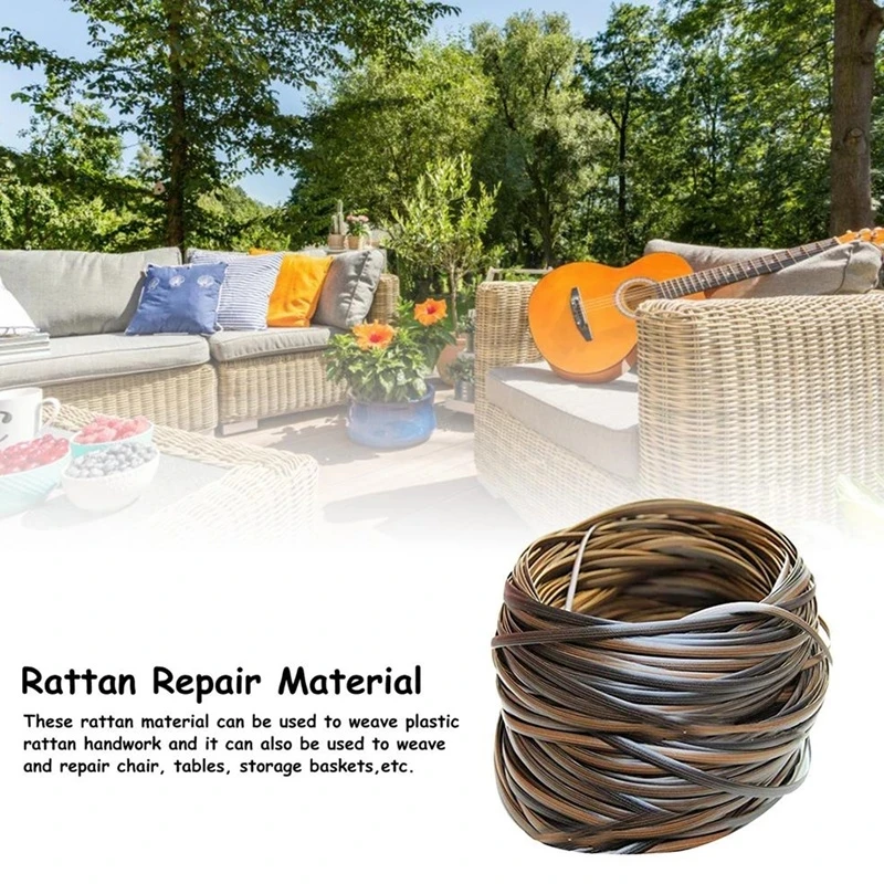 Coffee Gradient Flat Synthetic Rattan Weaving Material 70M Plastic Rattan For Knit And Repair Chair Table