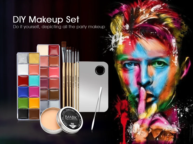 IMAGIC Professional Makeup Cosmetics 1 X12 Colors Body Painting + Skin Wax + professional makeup remover Makeup Set Tools