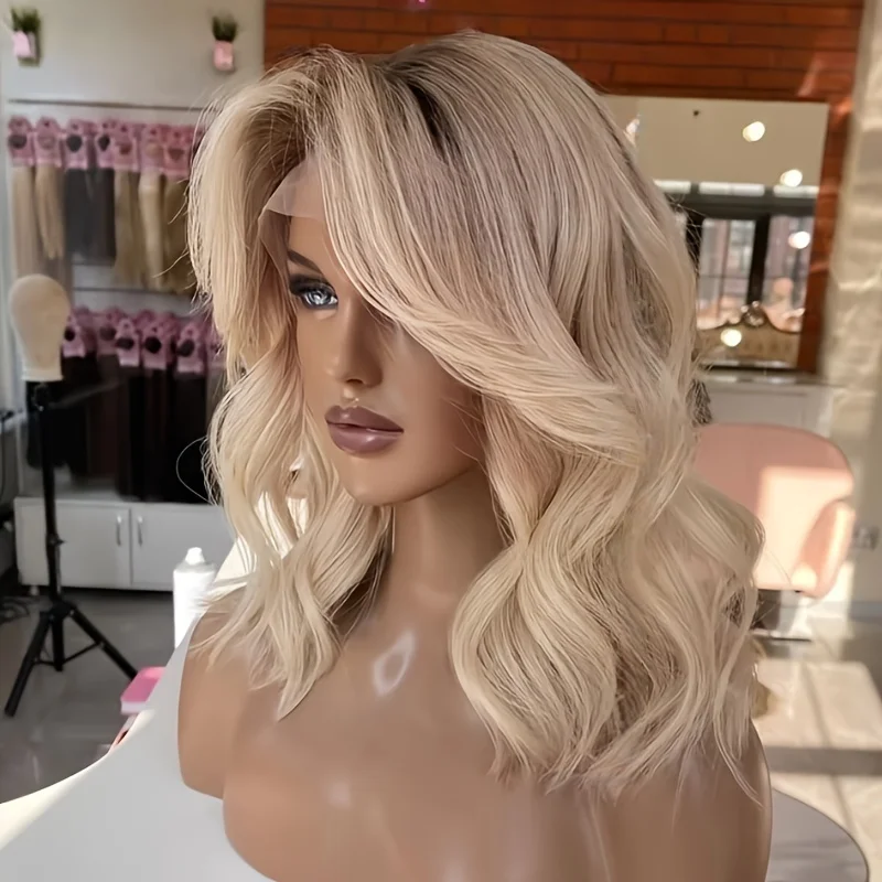 Pre-plucked Ombre Blond body Soft wave Hair 150 density and 13×4 100%human hair wig lace front wig, with baby hair pre plucked 4