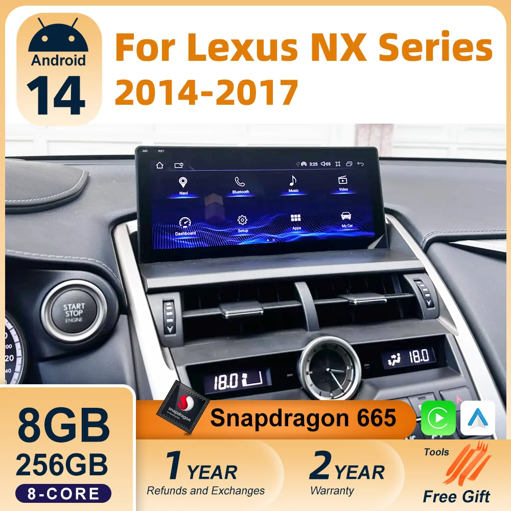 Android 14 8G 128G para Lexus NX NX200 NX200T 300h 2014-2021 Radio de coche navegación GPS reproductor Multimedia CarPlay Autoradio DSP 1