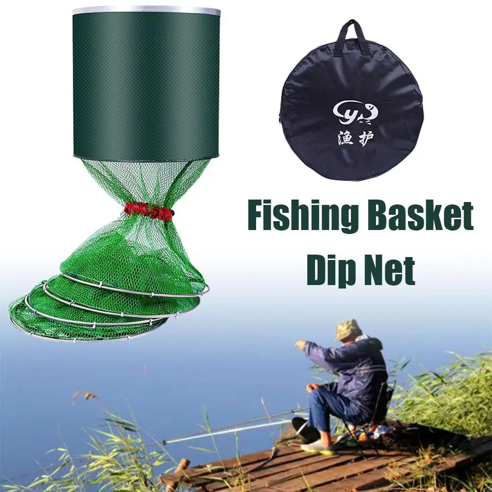 

Folding Telescoping Quick-drying Nylon Mesh Fishing Fishing Stainless Tackle Dip Shrimp Outdoor Basket Steel Net Nets Cage E5J5