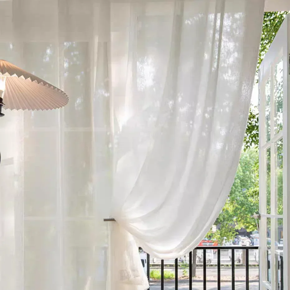 1pc Princess Style Exquisite Plush Gauze Balcony Bedroom Bay Window Living Room White Tulle 6