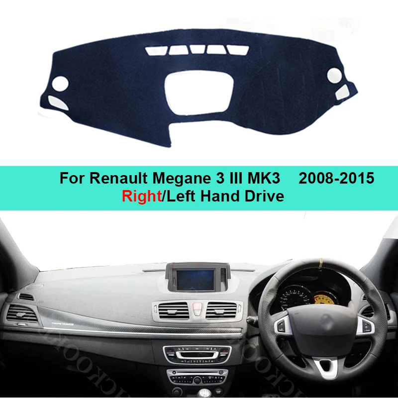 2 Layers Car Auto Dashboard Cover Carpet Cape for Renault Megane 3 III MK3  2008-2015 Dashboard Pad Anti-UV Accessories