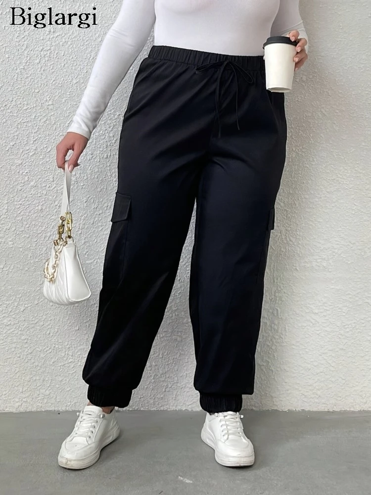 

Женские летние длинные брюки-карго с эластичной высокой талией, Свободные плиссированные модные повседневные женские брюки, женские брюки в Корейском стиле