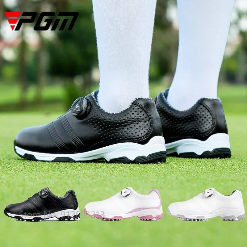 PGM Ladies Waterproof Training Golf Sneakers Women Non-slip Spikes Golf Trainers Quick Lacing Lightweight Sports Shoes