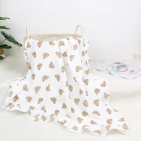 Baby  Organic Cotton Wrap Gauze Ruffle Baby Blanket Newborn Security Muslin Swaddle Blanket 2