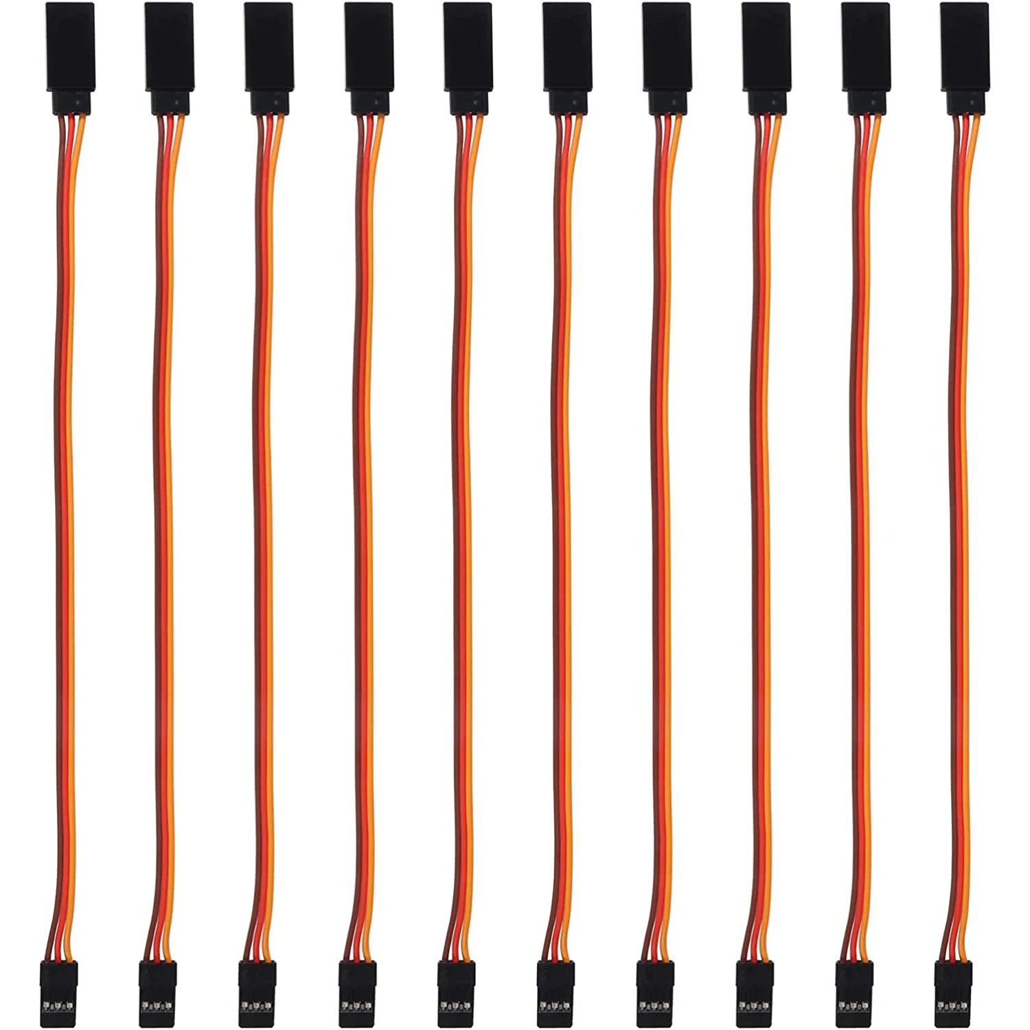 VUNIVERSUM Mr.stecker Modellbau® - Juego De 10 Cables De Servo De 20 Cm Con Conector JR Graupner Futaba Compatible Con Conector Macho Hembra Y Hembra De 26 AWG