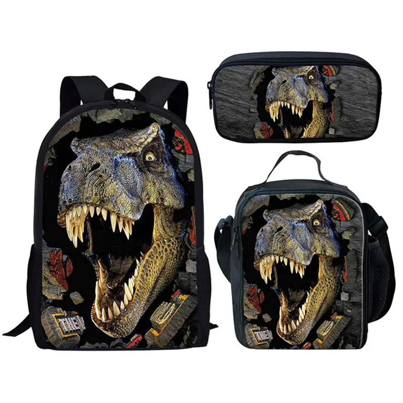 

3pcs/Set Kids Boys Girls Schoolbag Backpack Cute Dinosaur 3D Print Student School Bags Animal Teenagers Boys Girls Book Bag