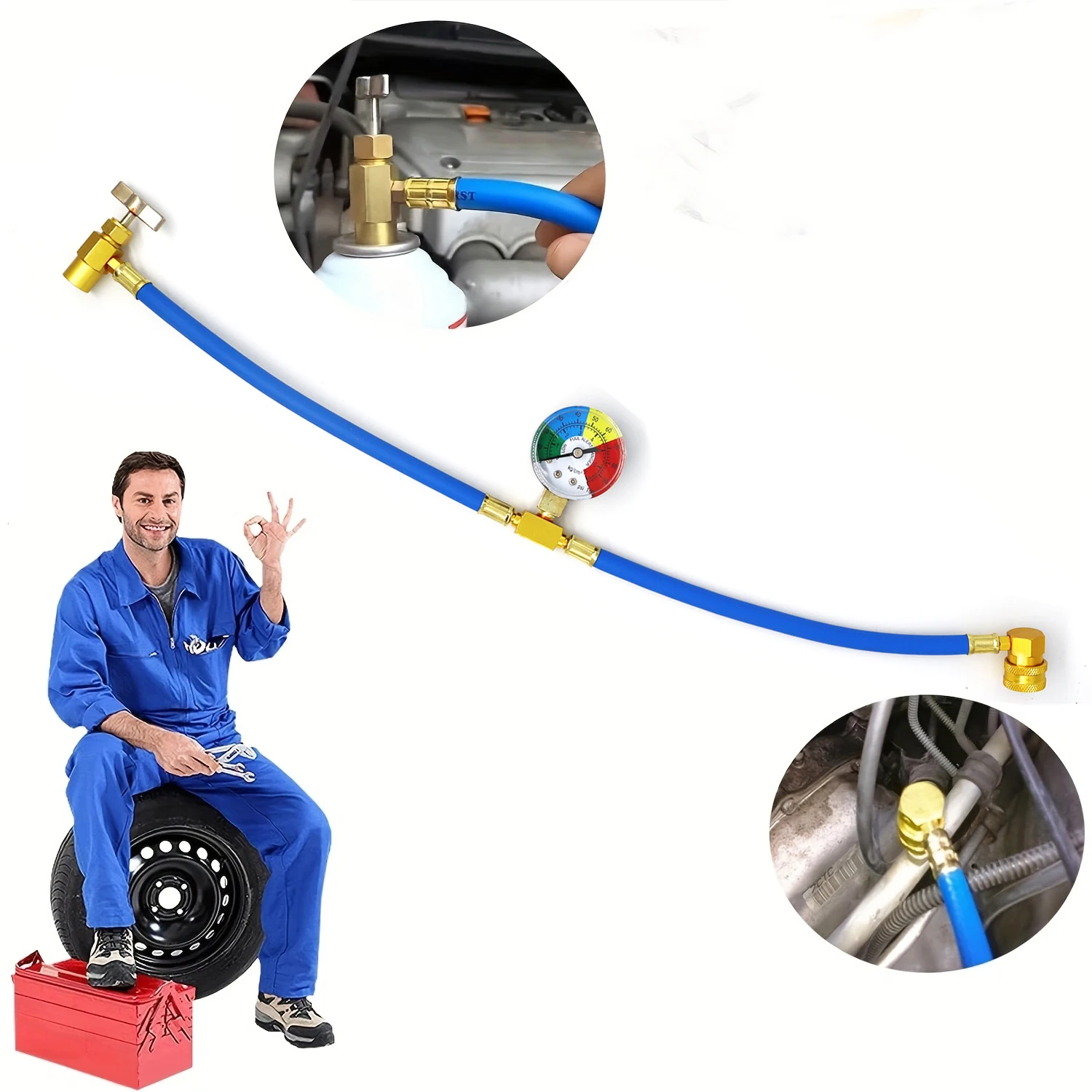 AC R134A Air Conditioning Refrigerator Charging Hose with Gauge AC Manifold Gauge R134A Car Air Conditioning Recharge Kit air conditioning recharge kit