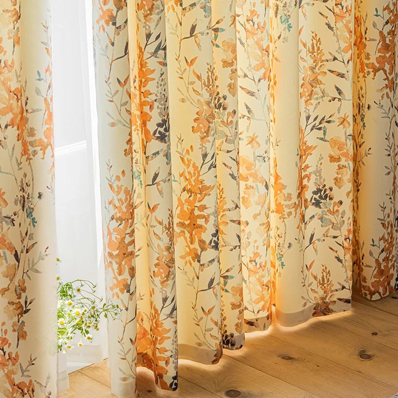 

Curtains for Living Dining Room Bedroom American Country Style Pastoral Style Small Fresh Plants and Flowers