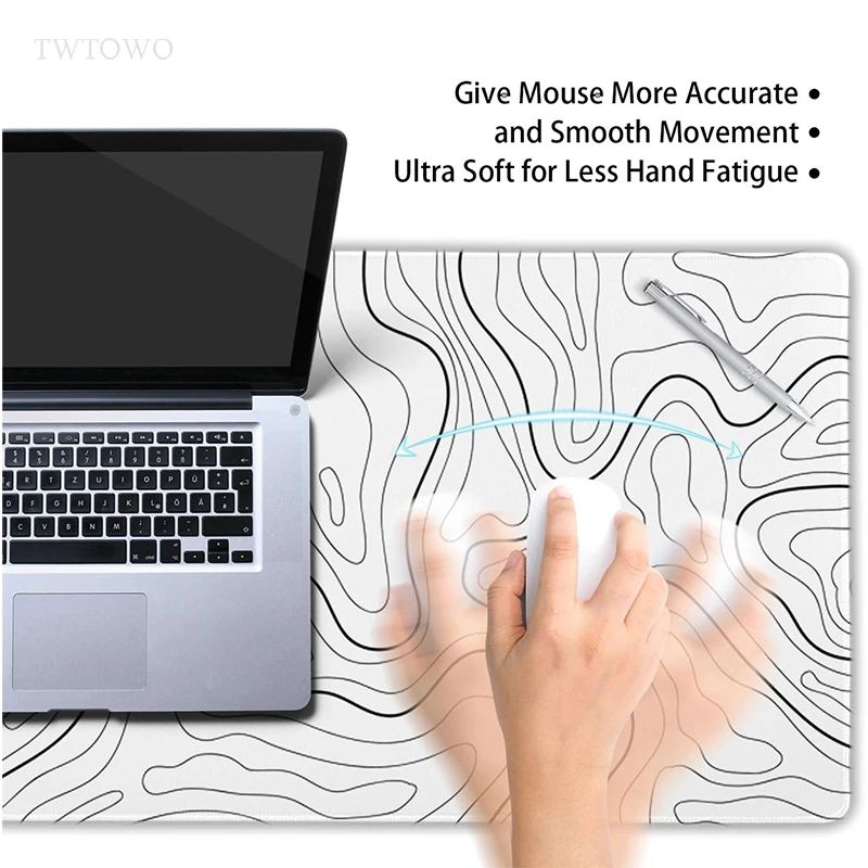 Gamer de Borracha Natural Mouse Pad Linhas de Contorno Branco xl hd Personalizado Mousepad Office Mouse Mats Desktop Mouse Pad Novo Xxl - Imagem 6