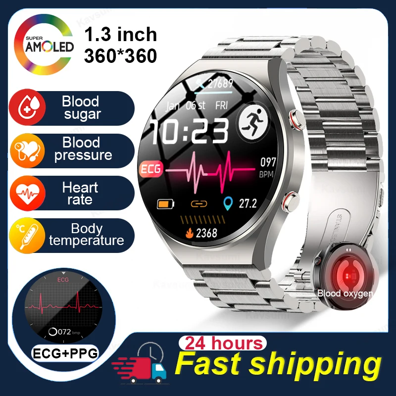 

Health Smart Watch For Men ECG+PPG Non-Invasive Blood Glucose Precise Blood Oxygen Body Temperature Heart Rate Sports smartwatch