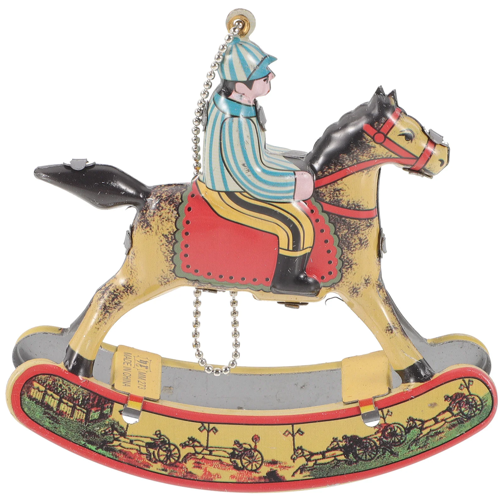 

Delicate Rocking Horse Wind Up Adornment for Home Shop Scene Layout Ornament