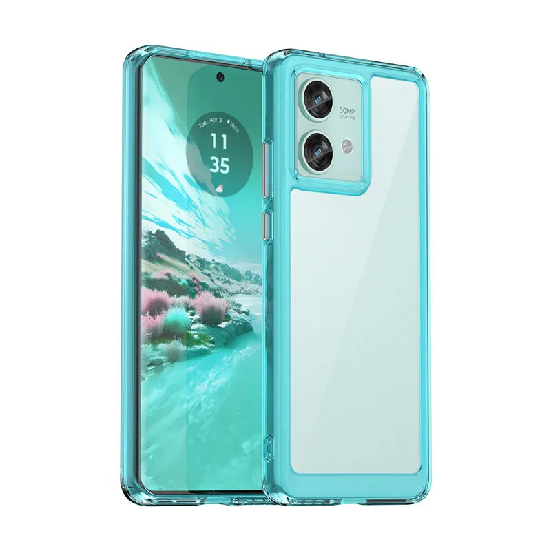 Colorful Soft Edge Silicone Transparent Shockproof Bumper Case (6.55 inch)