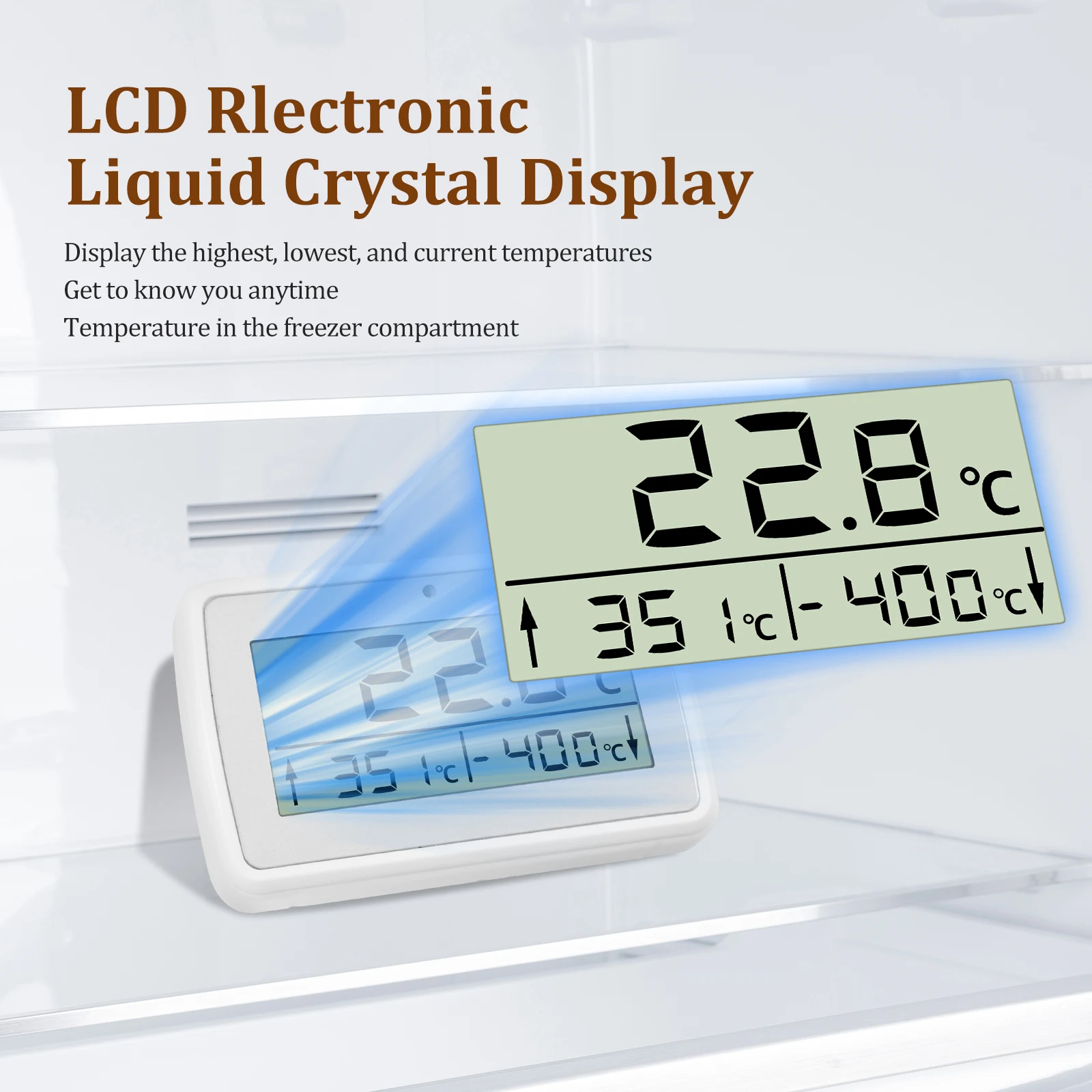 Waterproof LCD Thermometer for Fridge Freezer Temperature Humidity