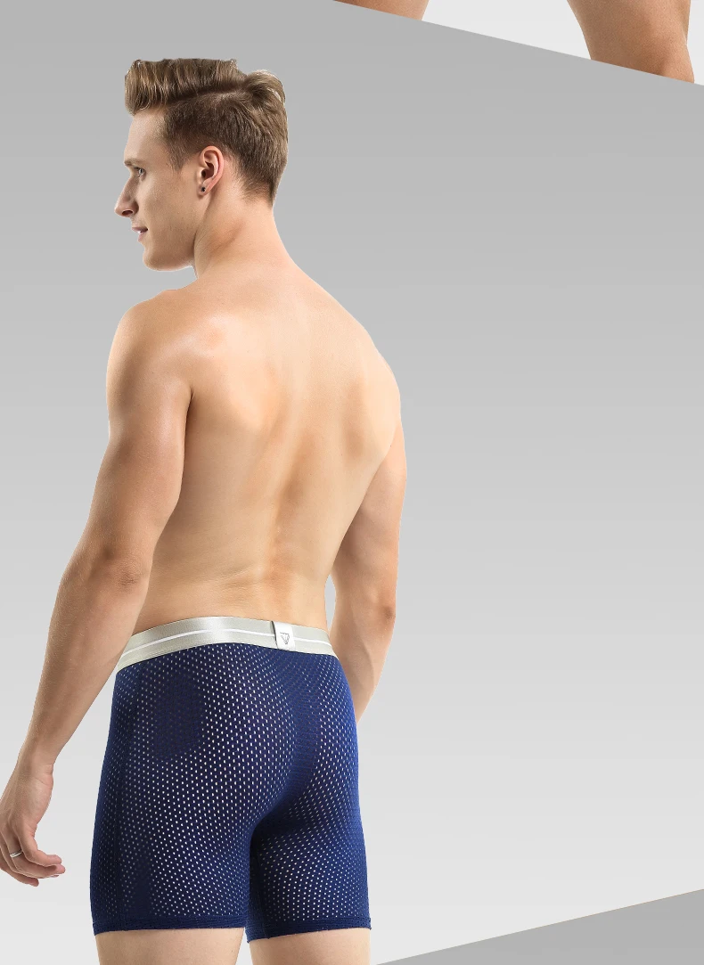 5-Pack of Ice Mesh Sports Underwear for Men, Anti-Wear Leg Running, Five-Point Extended Fitness Anti-Wear Crotch Extended Boxer