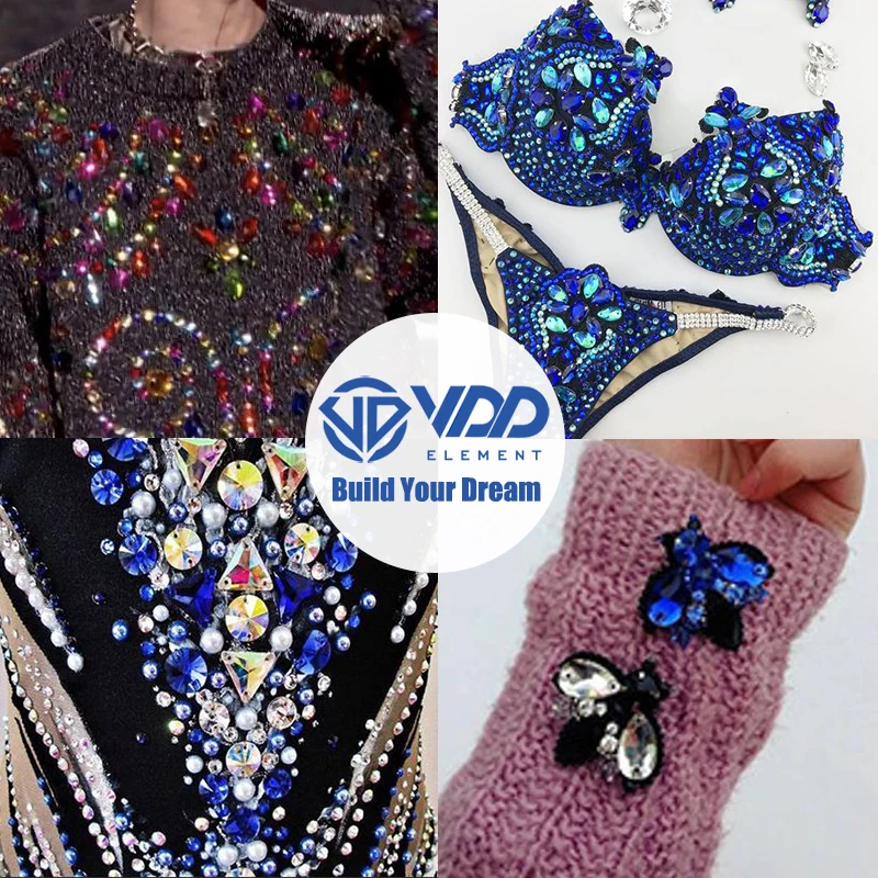 VDD-Sew-On Strass Costura, Crystal Flatback Stones, Acessórios de Vestuário, Vestido de Noiva, Tamanho Mix, AAAAA, K9, 20 pcs, 50pcs